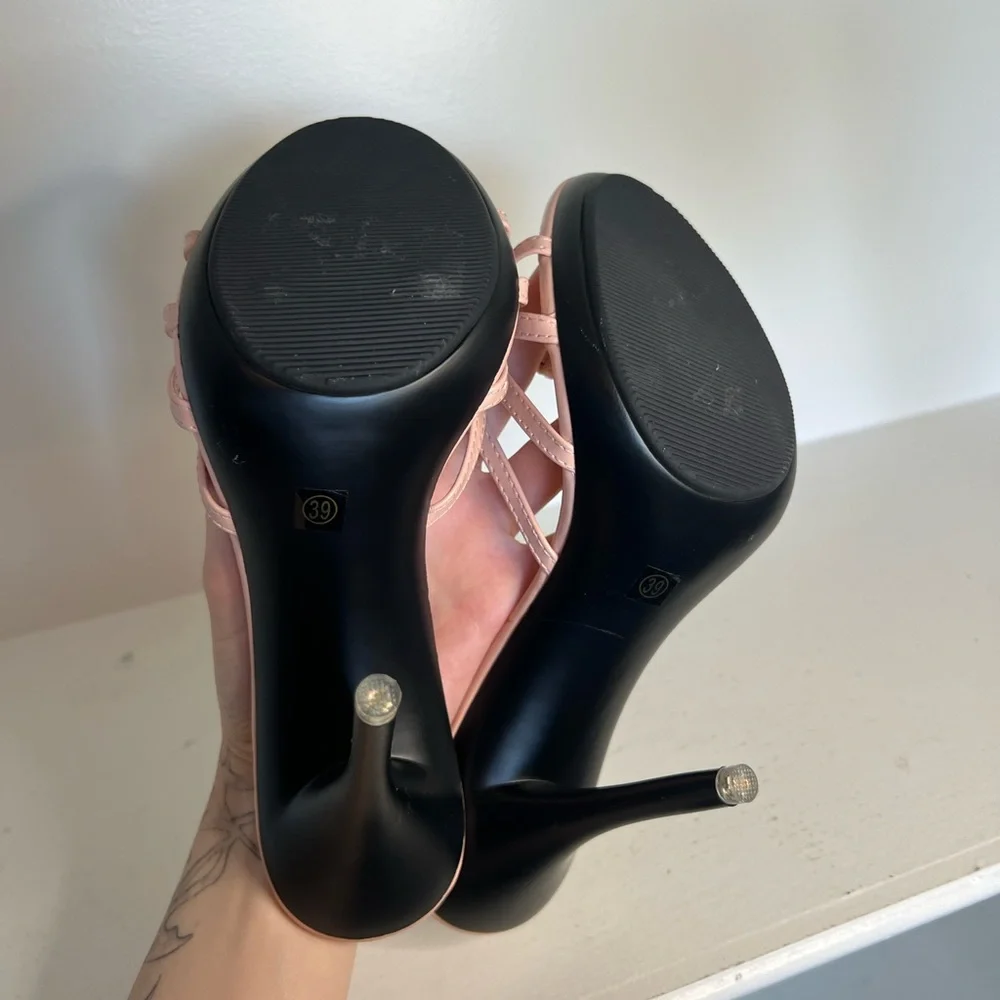 Pink Mule Sandal Heel - 9 - Picture 7 of 9